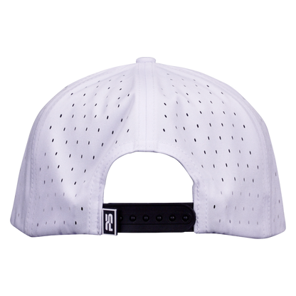 ProSeries 6-Panel Waterproof Golf Hat with Visor Rope - Salt White with Blue Rope