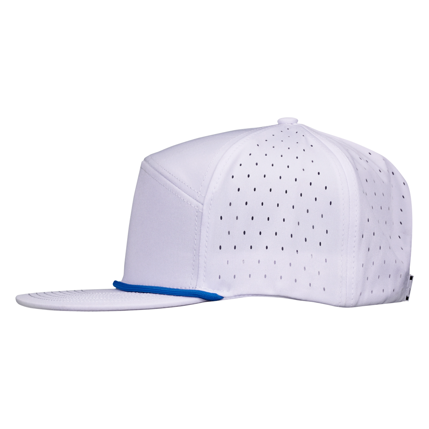 ProSeries 6-Panel Waterproof Golf Hat with Visor Rope - Salt White with Blue Rope