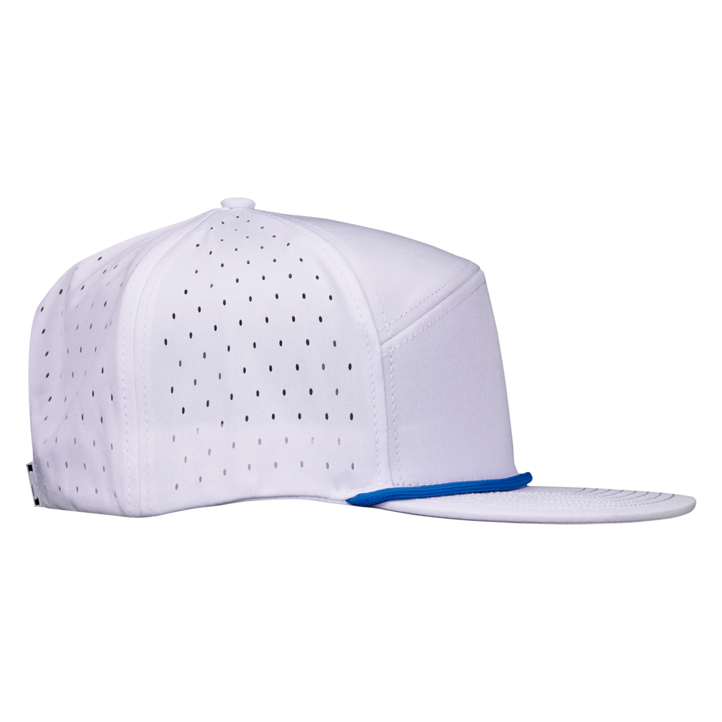 ProSeries 6-Panel Waterproof Golf Hat with Visor Rope - Salt White with Blue Rope