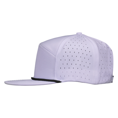 ProSeries 6-Panel Waterproof Golf Hat with Visor Rope - Salt White with Black Rope