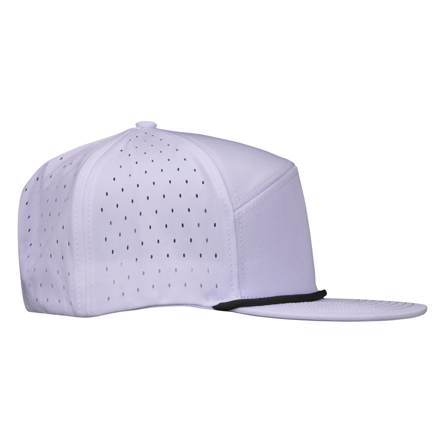 ProSeries 6-Panel Waterproof Golf Hat with Visor Rope - Salt White with Black Rope