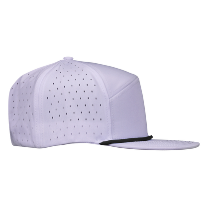 ProSeries 6-Panel Waterproof Golf Hat with Visor Rope - Salt White with Black Rope