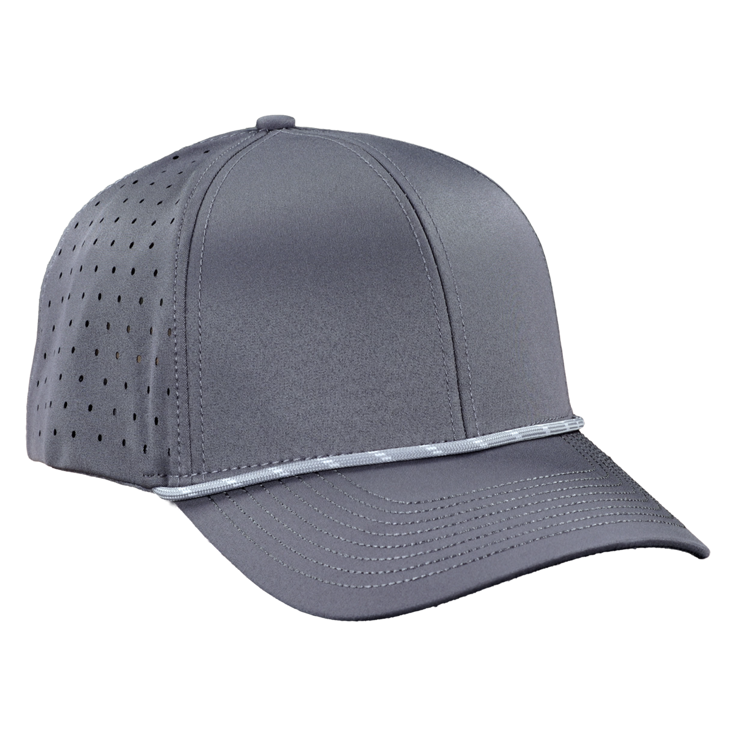 Performance Series 6-Panel Classic Waterproof Golf Hat with Visor Rope - Fossil Gray