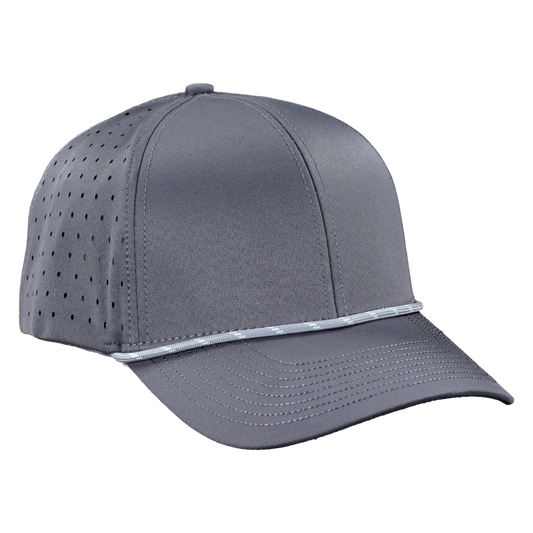 Performance Series 6-Panel Classic Waterproof Golf Hat with Visor Rope - Fossil Gray