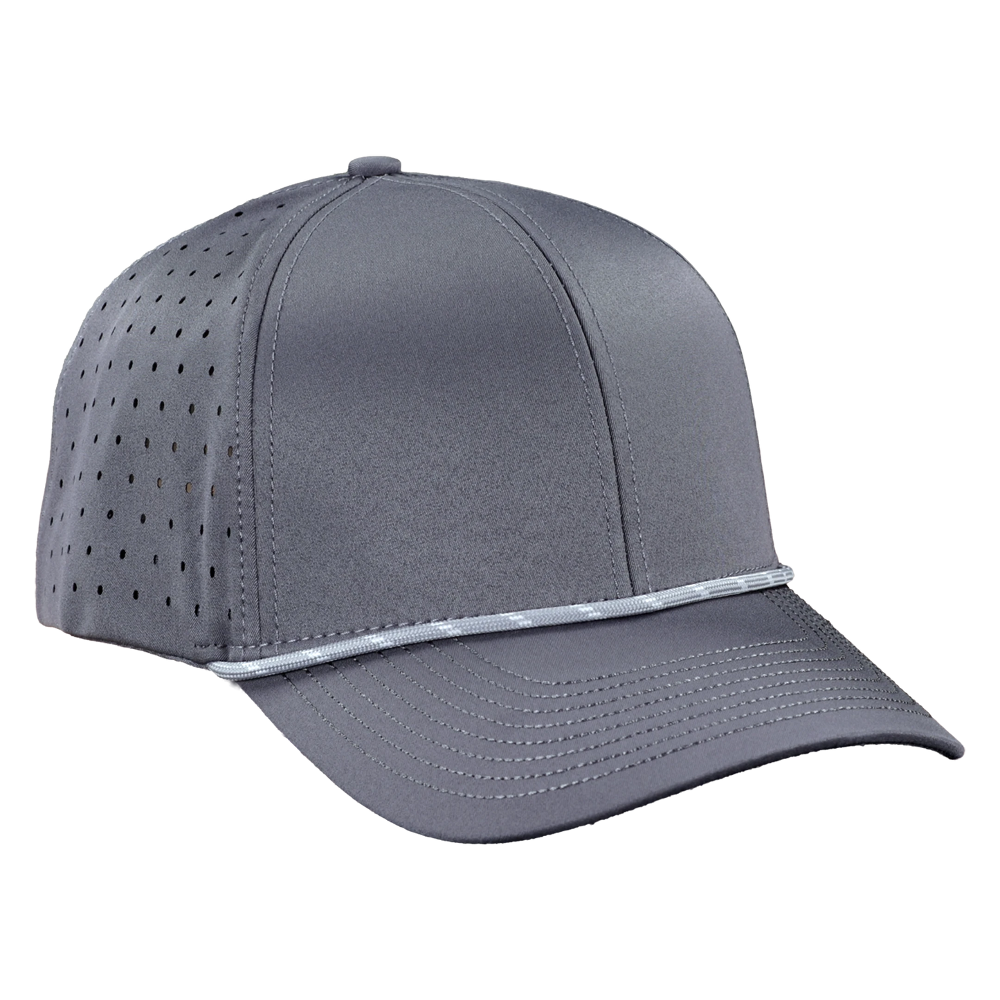 Performance Series 6-Panel Classic Waterproof Golf Hat with Visor Rope - Fossil Gray