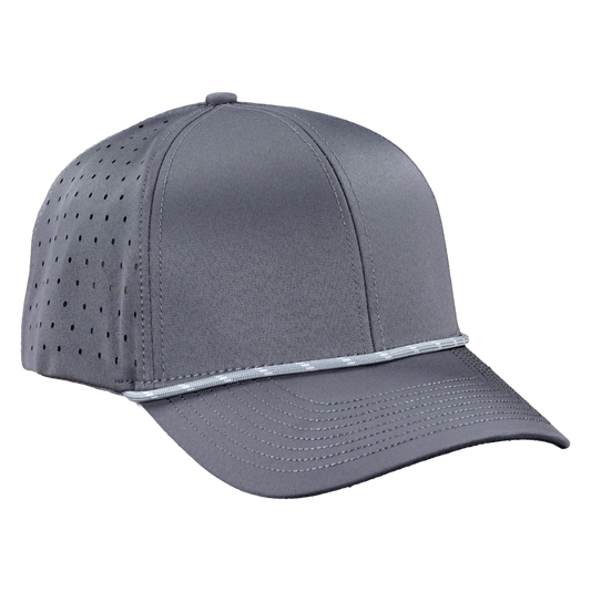 Performance Series 6-Panel Classic Waterproof Golf Hat with Visor Rope - Fossil Gray