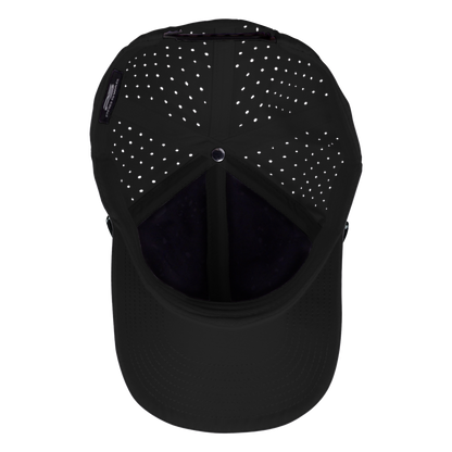 Performance Series 6-Panel Classic Waterproof Golf Hat with Visor Rope - Sable Black with Black Rope