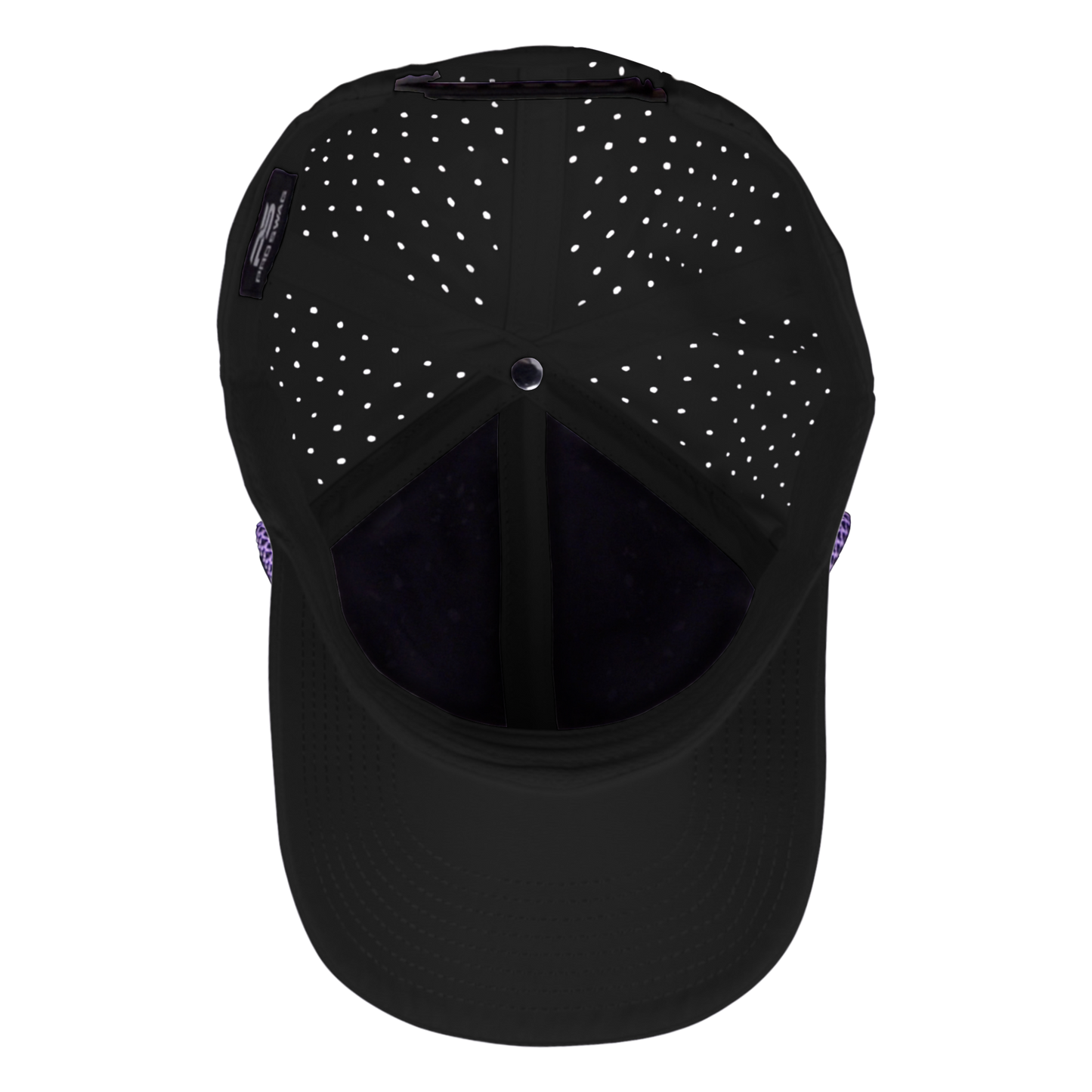 Performance Series 6-Panel Classic Waterproof Golf Hat with Visor Rope - Sable Black with Purple Rope