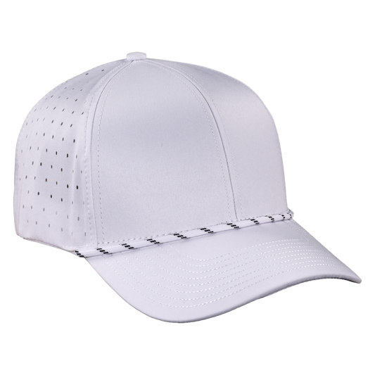 Performance Series 6-Panel Classic Waterproof Golf Hat with Visor Rope - Salt White