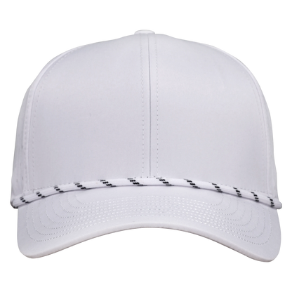 Performance Series 6-Panel Classic Waterproof Golf Hat with Visor Rope - Salt White