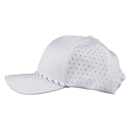 Performance Series 6-Panel Classic Waterproof Golf Hat with Visor Rope - Salt White
