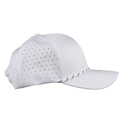 Performance Series 6-Panel Classic Waterproof Golf Hat with Visor Rope - Salt White
