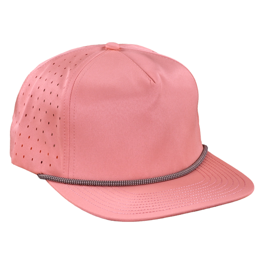 5-Panel Waterproof Non-Structured Golf Hat with Visor Rope - Coral Pink