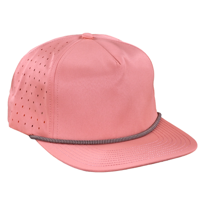 5-Panel Waterproof Non-Structured Golf Hat with Visor Rope - Coral Pink