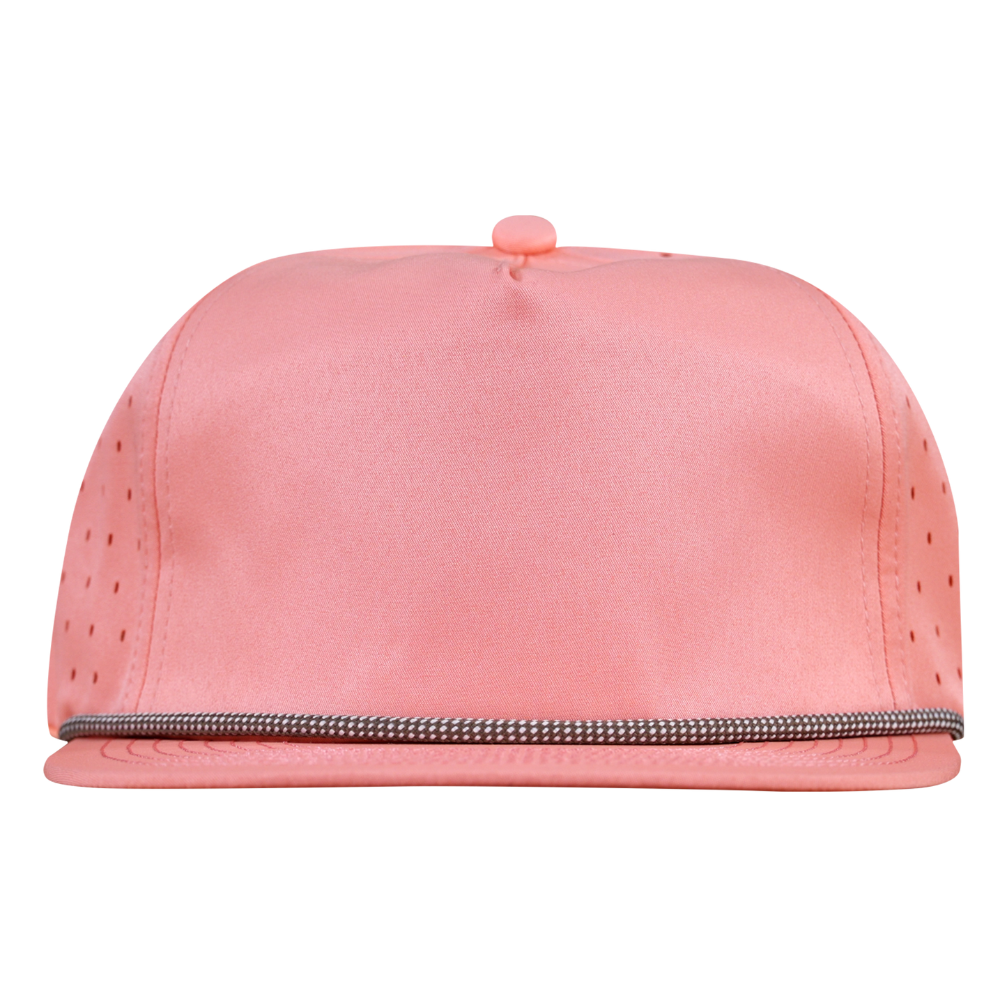5-Panel Waterproof Non-Structured Golf Hat with Visor Rope - Coral Pink