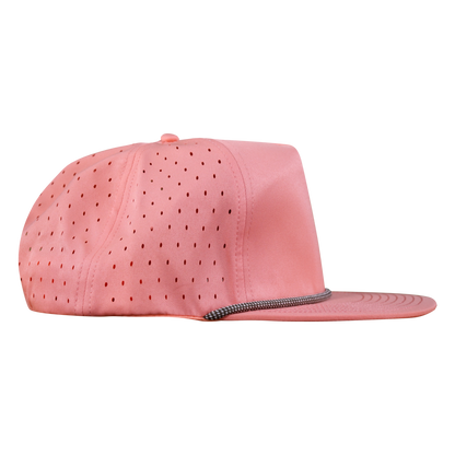 5-Panel Waterproof Non-Structured Golf Hat with Visor Rope - Coral Pink