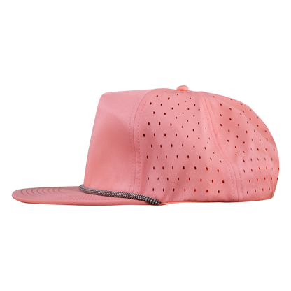 5-Panel Waterproof Non-Structured Golf Hat with Visor Rope - Coral Pink