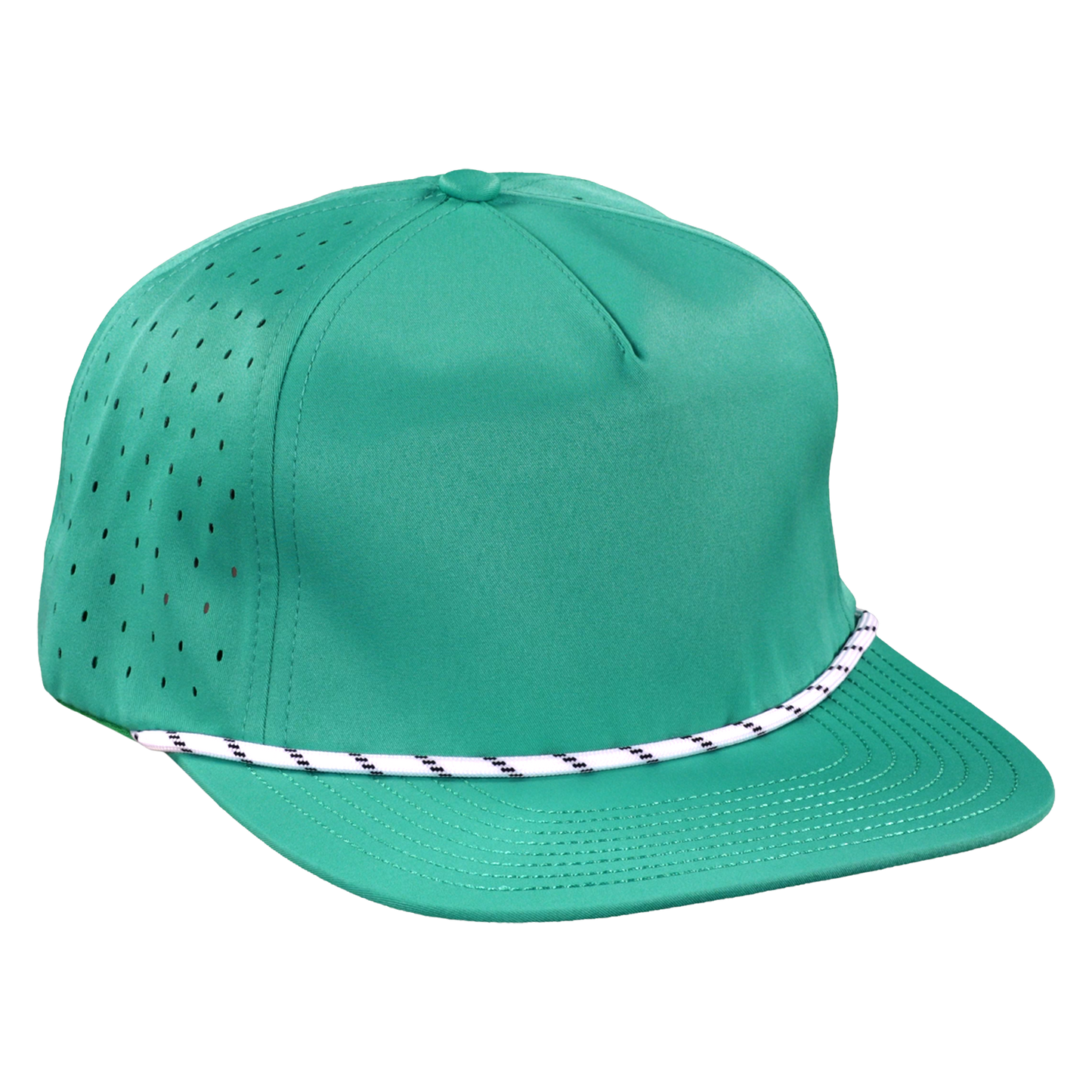 5-Panel Waterproof Non-Structured Golf Hat with Visor Rope - Gulf Green