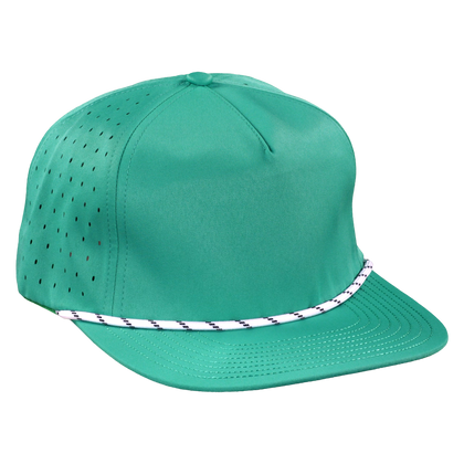 5-Panel Waterproof Non-Structured Golf Hat with Visor Rope - Gulf Green