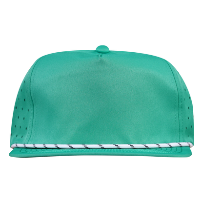 5-Panel Waterproof Non-Structured Golf Hat with Visor Rope - Gulf Green