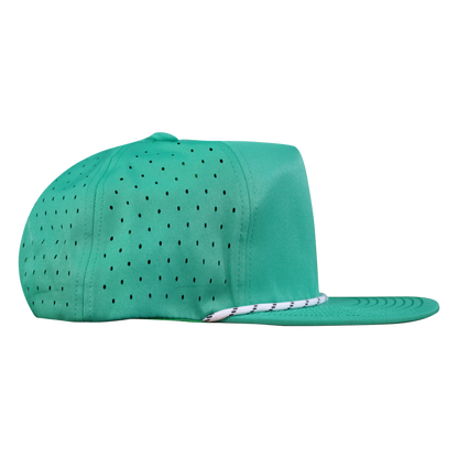5-Panel Waterproof Non-Structured Golf Hat with Visor Rope - Gulf Green