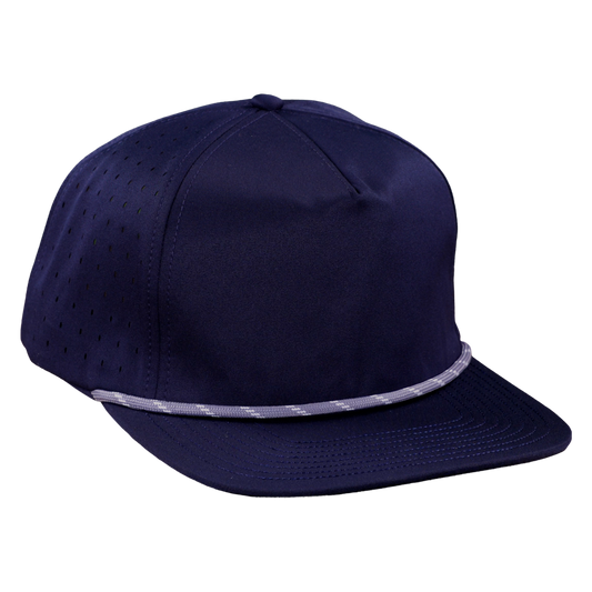 5-Panel Waterproof Non-Structured Golf Hat with Visor Rope - Midnight Blue
