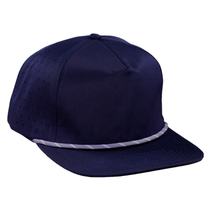 5-Panel Waterproof Non-Structured Golf Hat with Visor Rope - Midnight Blue