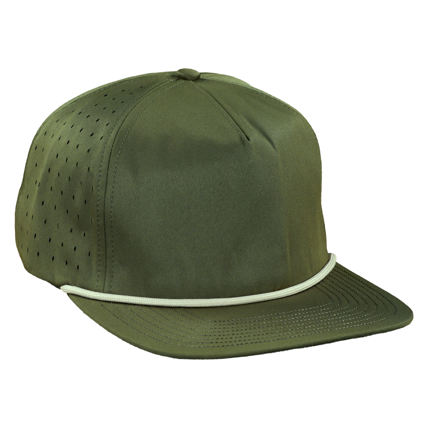 5-Panel Waterproof Non-Structured Golf Hat with Visor Rope - Pine Green