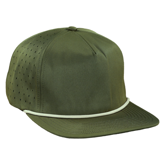 5-Panel Waterproof Non-Structured Golf Hat with Visor Rope - Pine Green