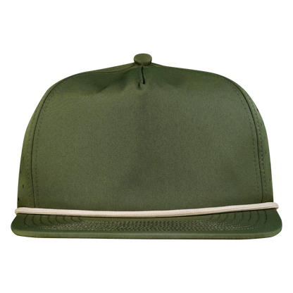 5-Panel Waterproof Non-Structured Golf Hat with Visor Rope - Pine Green