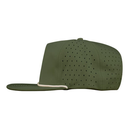 5-Panel Waterproof Non-Structured Golf Hat with Visor Rope - Pine Green