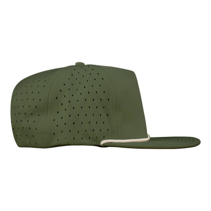 5-Panel Waterproof Non-Structured Golf Hat with Visor Rope - Pine Green