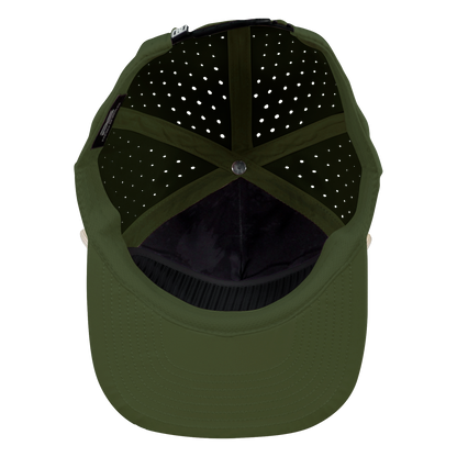 5-Panel Waterproof Non-Structured Golf Hat with Visor Rope - Pine Green