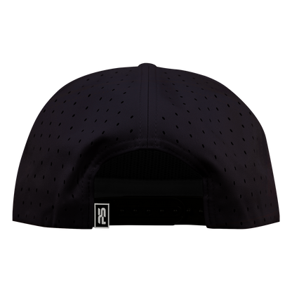 5-Panel Waterproof Non-Structured Golf Hat with Visor Rope - Sable Black with Black Rope