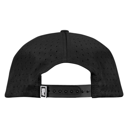 5-Panel Waterproof Non-Structured Golf Hat with Visor Rope - Sable Black with Blue Rope