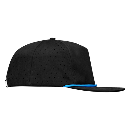 5-Panel Waterproof Non-Structured Golf Hat with Visor Rope - Sable Black with Blue Rope
