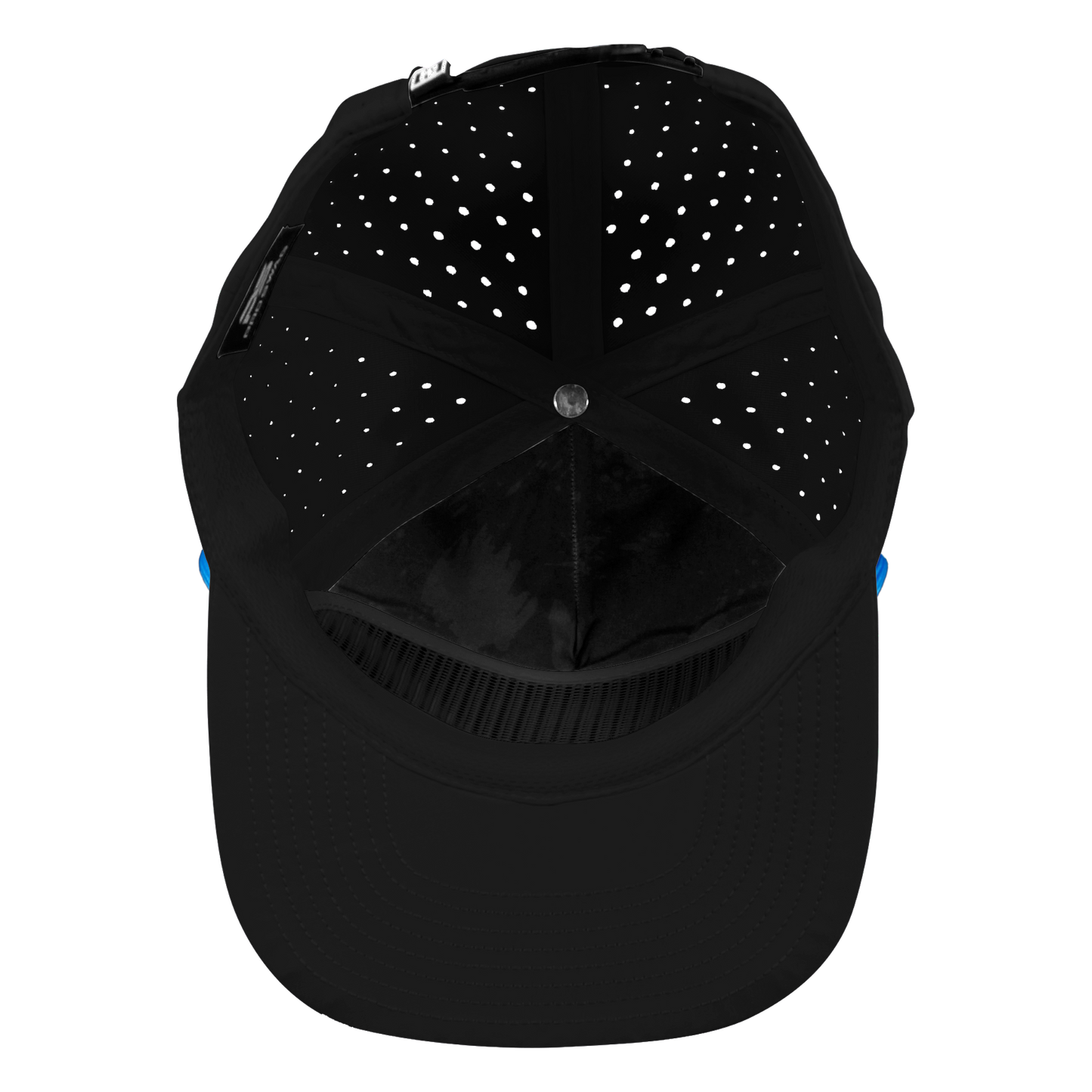 5-Panel Waterproof Non-Structured Golf Hat with Visor Rope - Sable Black with Blue Rope