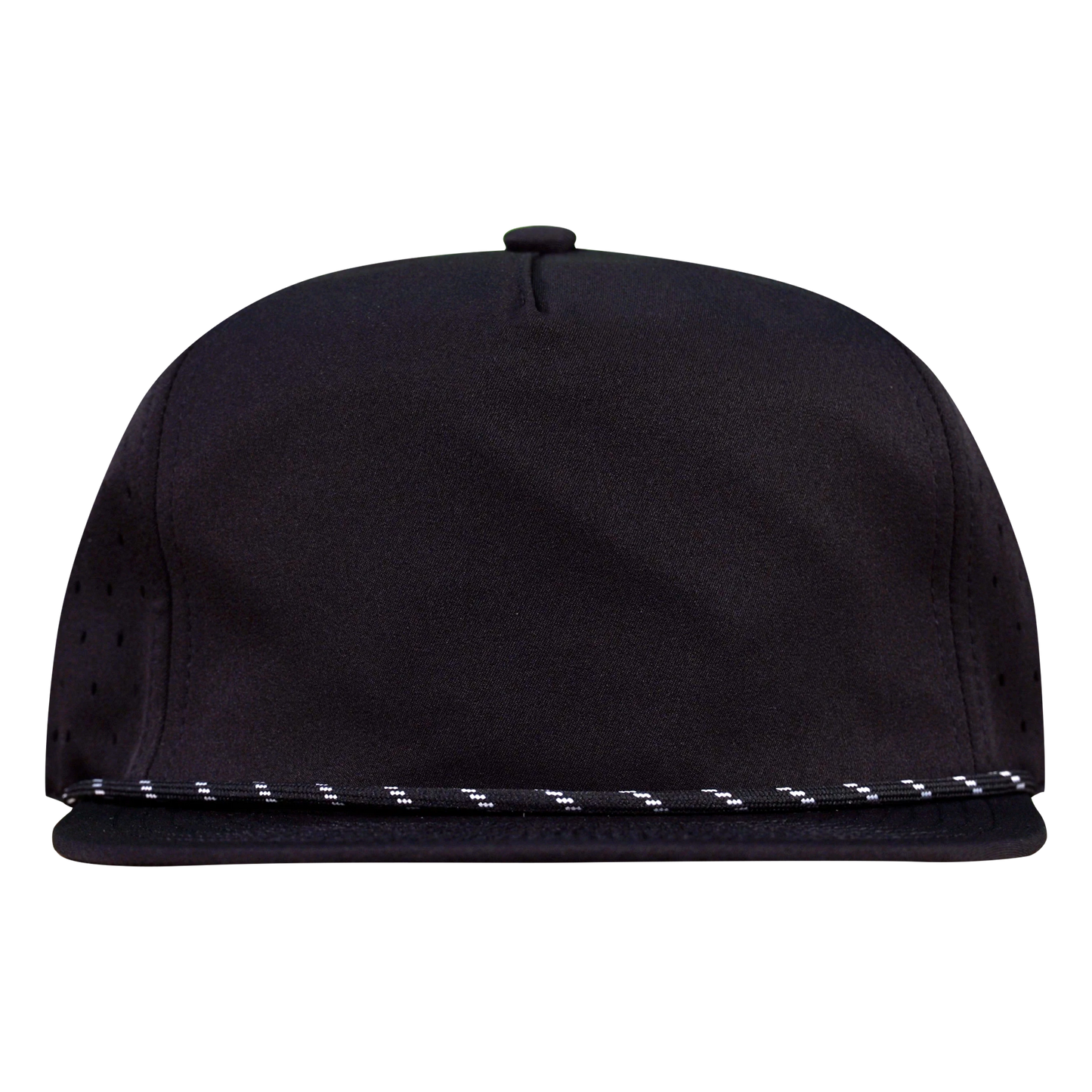 5-Panel Waterproof Non-Structured Golf Hat with Visor Rope - Sable Black with Black Rope