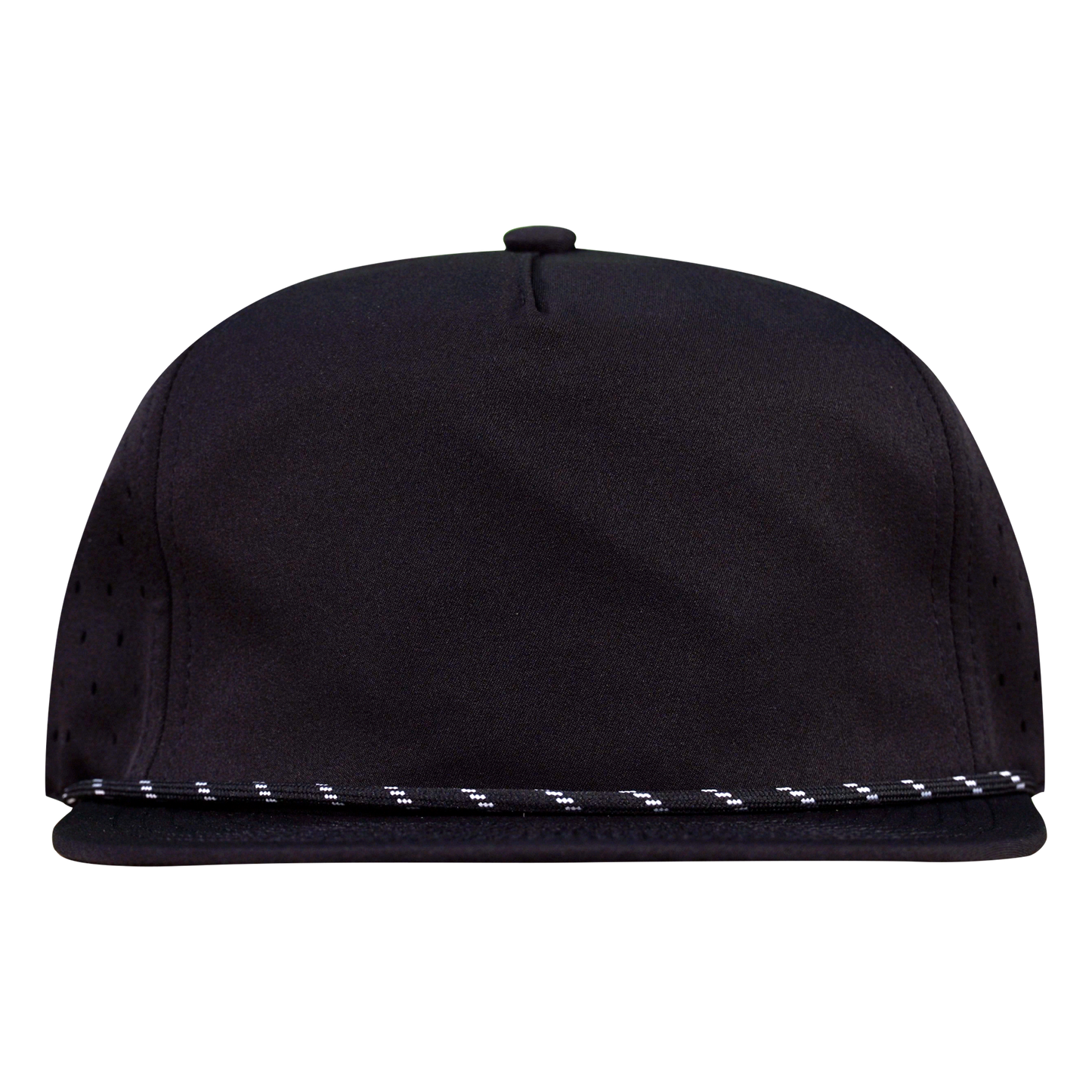5-Panel Waterproof Non-Structured Golf Hat with Visor Rope - Sable Black with Black Rope
