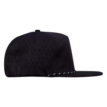 5-Panel Waterproof Non-Structured Golf Hat with Visor Rope - Sable Black with Black Rope