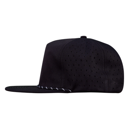 5-Panel Waterproof Non-Structured Golf Hat with Visor Rope - Sable Black with Black Rope