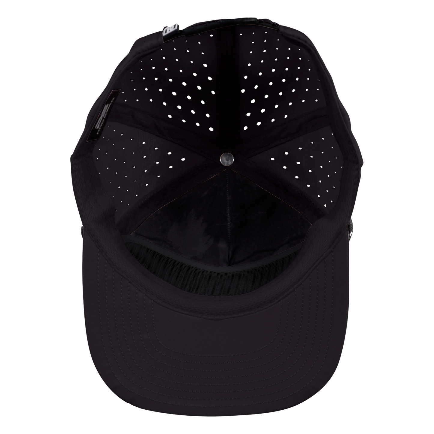 5-Panel Waterproof Non-Structured Golf Hat with Visor Rope - Sable Black with Black Rope