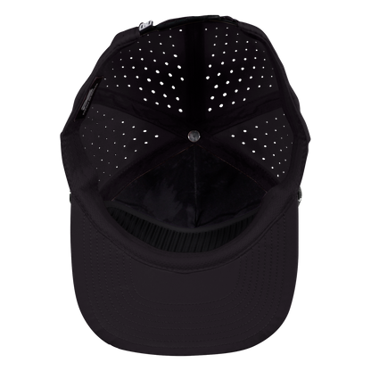 5-Panel Waterproof Non-Structured Golf Hat with Visor Rope - Sable Black with Black Rope