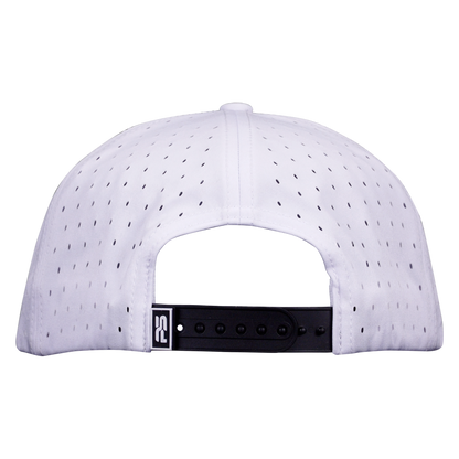 5-Panel Waterproof Non-Structured Golf Hat with Visor Rope - Salt White with Blue Rope
