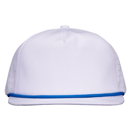 PS124R Salt White (Bahama Blue Rope) 5 Panel Waterproof Non-Structured Golf Hat