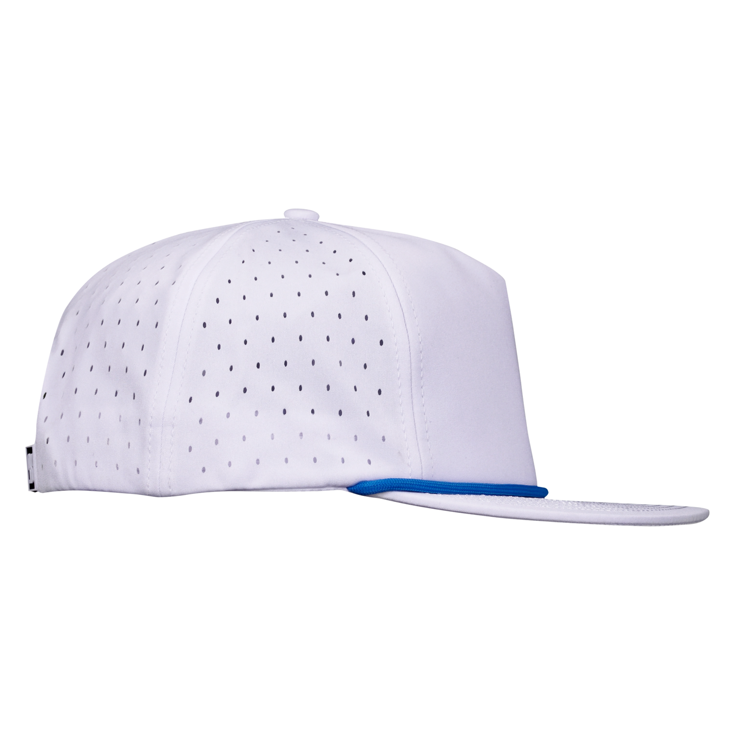 5-Panel Waterproof Non-Structured Golf Hat with Visor Rope - Salt White with Blue Rope