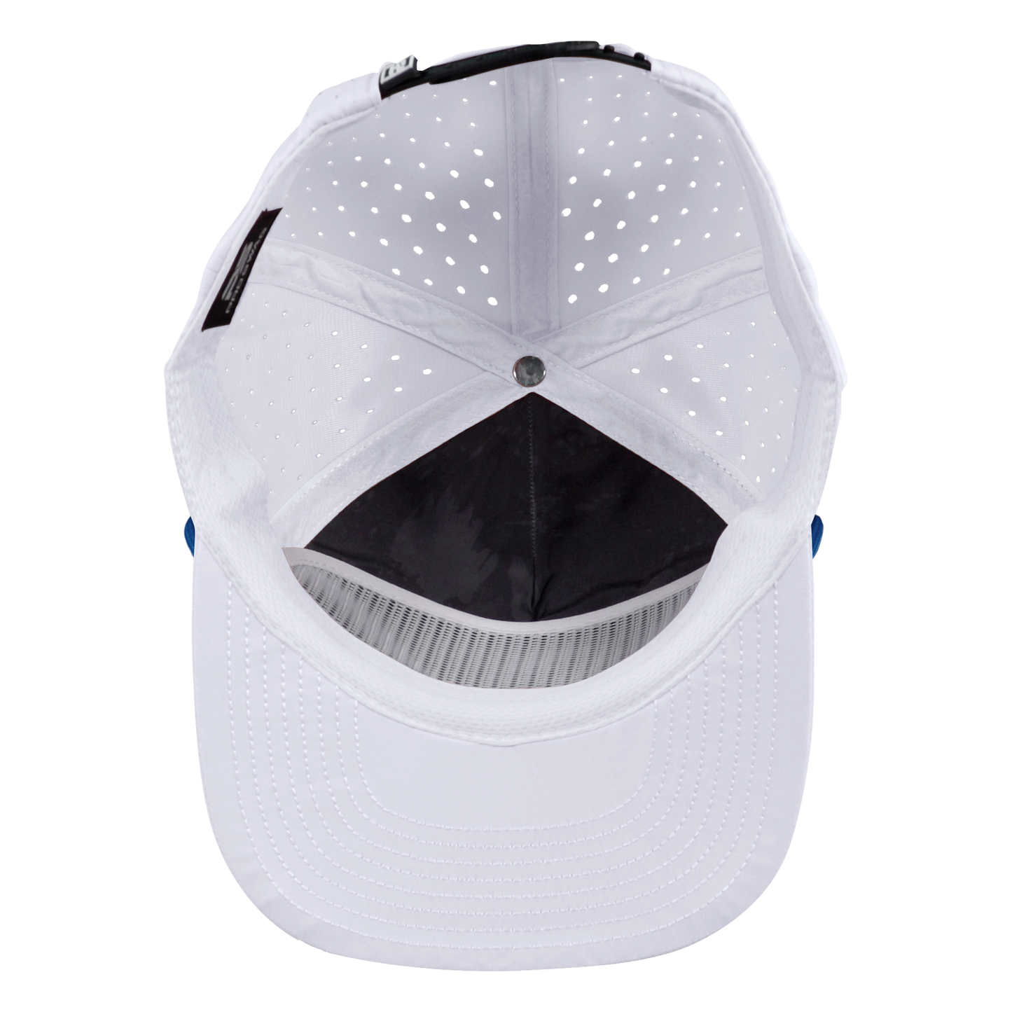 5-Panel Waterproof Non-Structured Golf Hat with Visor Rope - Salt White with Blue Rope