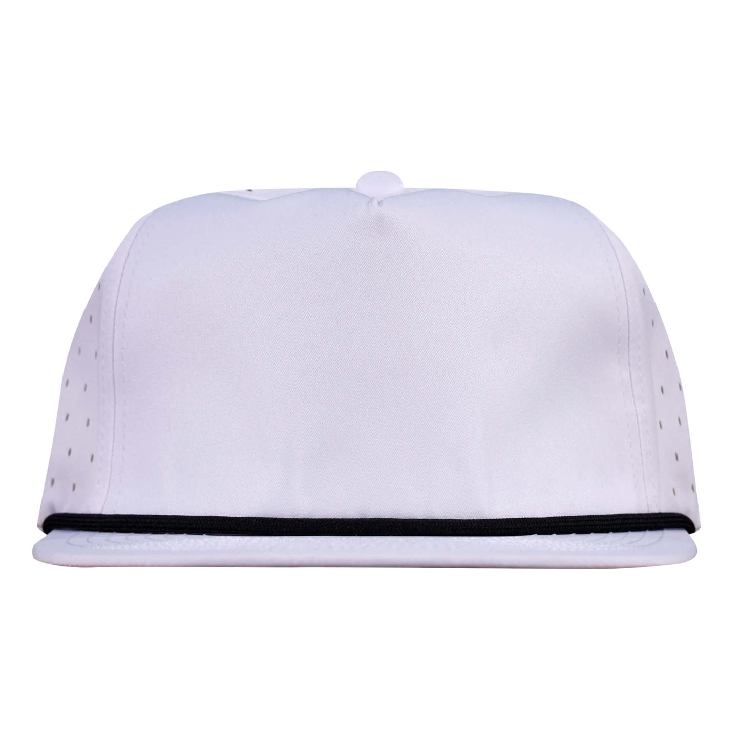 5-Panel Waterproof Non-Structured Golf Hat with Visor Rope - Salt White with Black Rope
