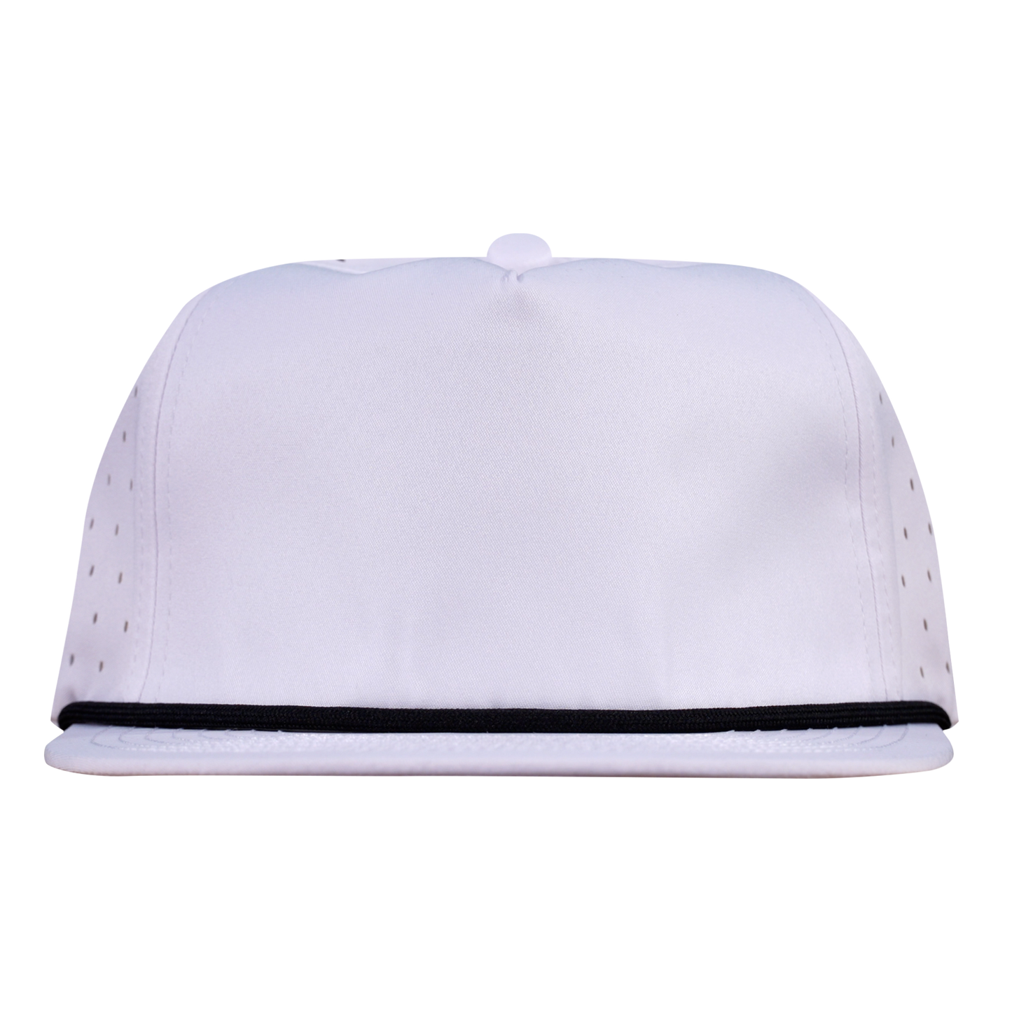 5-Panel Waterproof Non-Structured Golf Hat with Visor Rope - Salt White with Black Rope