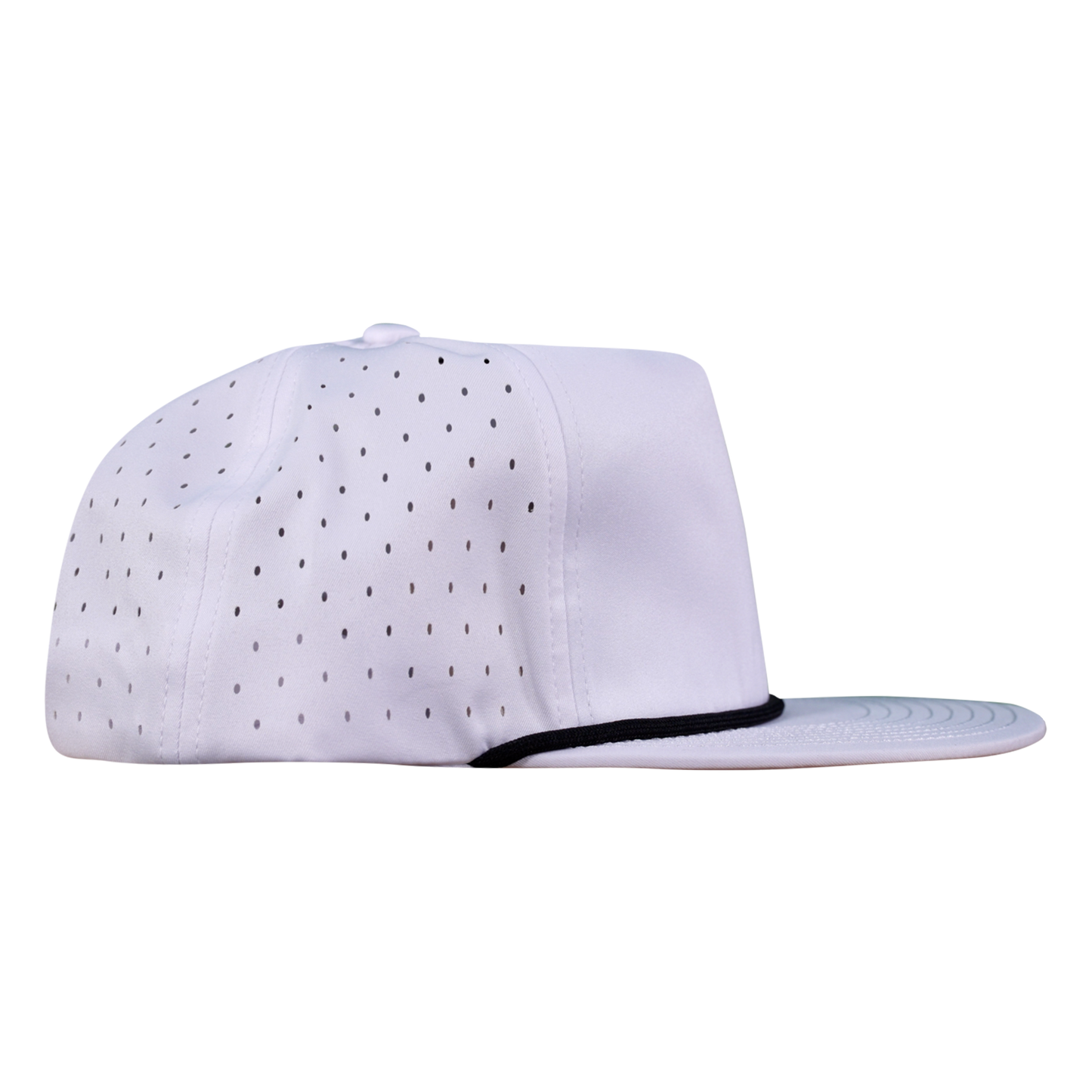 5-Panel Waterproof Non-Structured Golf Hat with Visor Rope - Salt White with Black Rope